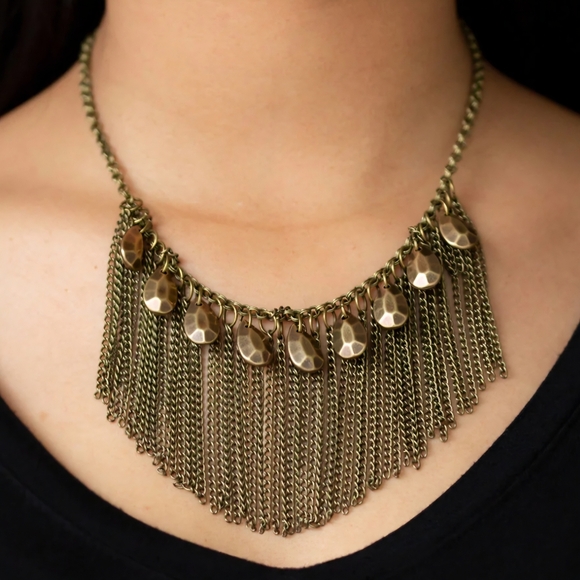 Fashion Jewelry Jewelry - Fashion Jewelry Bragging Rights Brass Necklace & Matching Teardrop Earrings Set